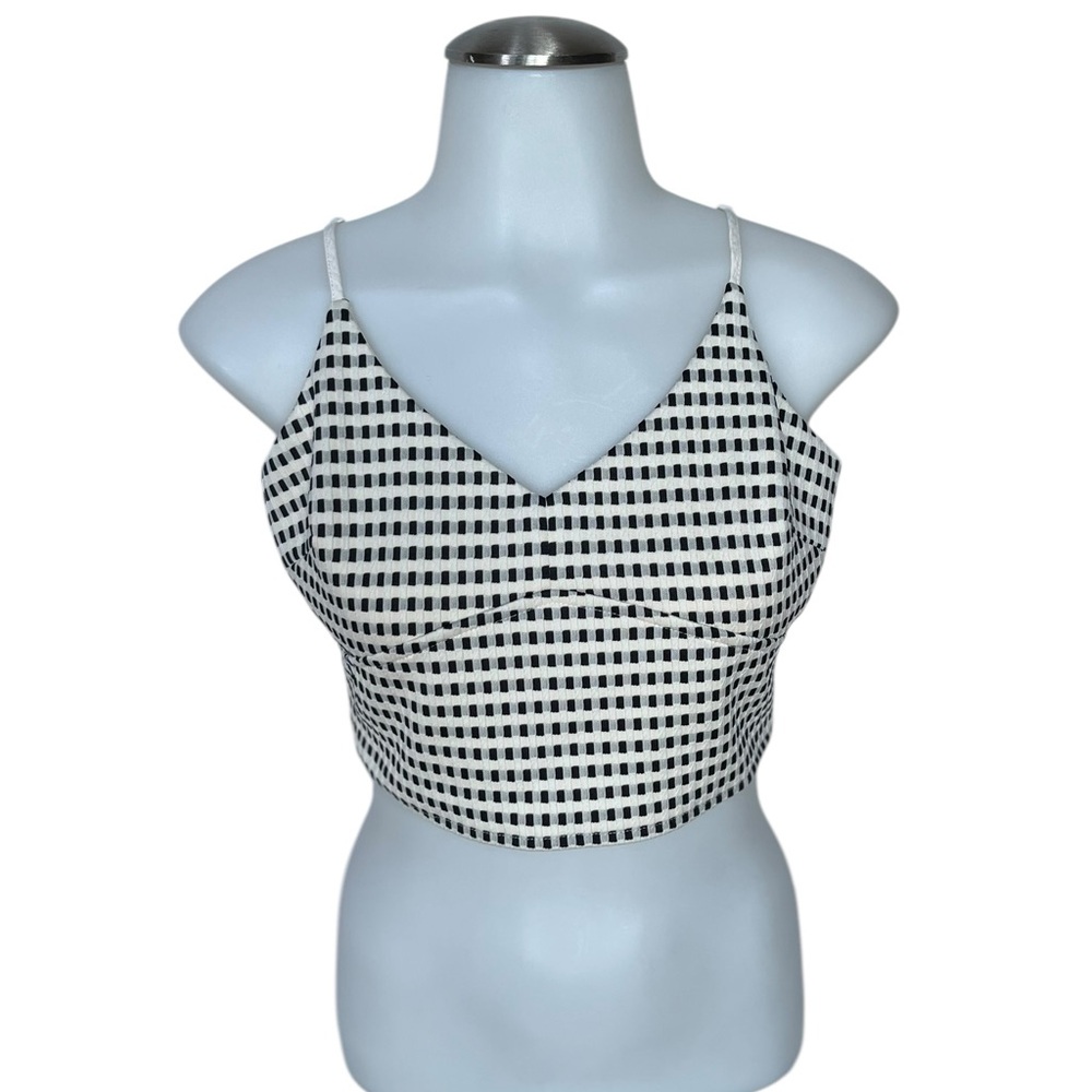 Large Lush Black and cream Patterned Crop Top
